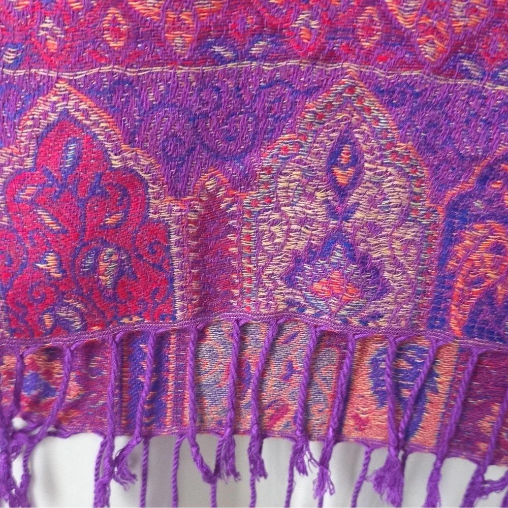 Gift From Jerusalem 100% Cashmere Purple Paisley Scarf/shawl with Fringe